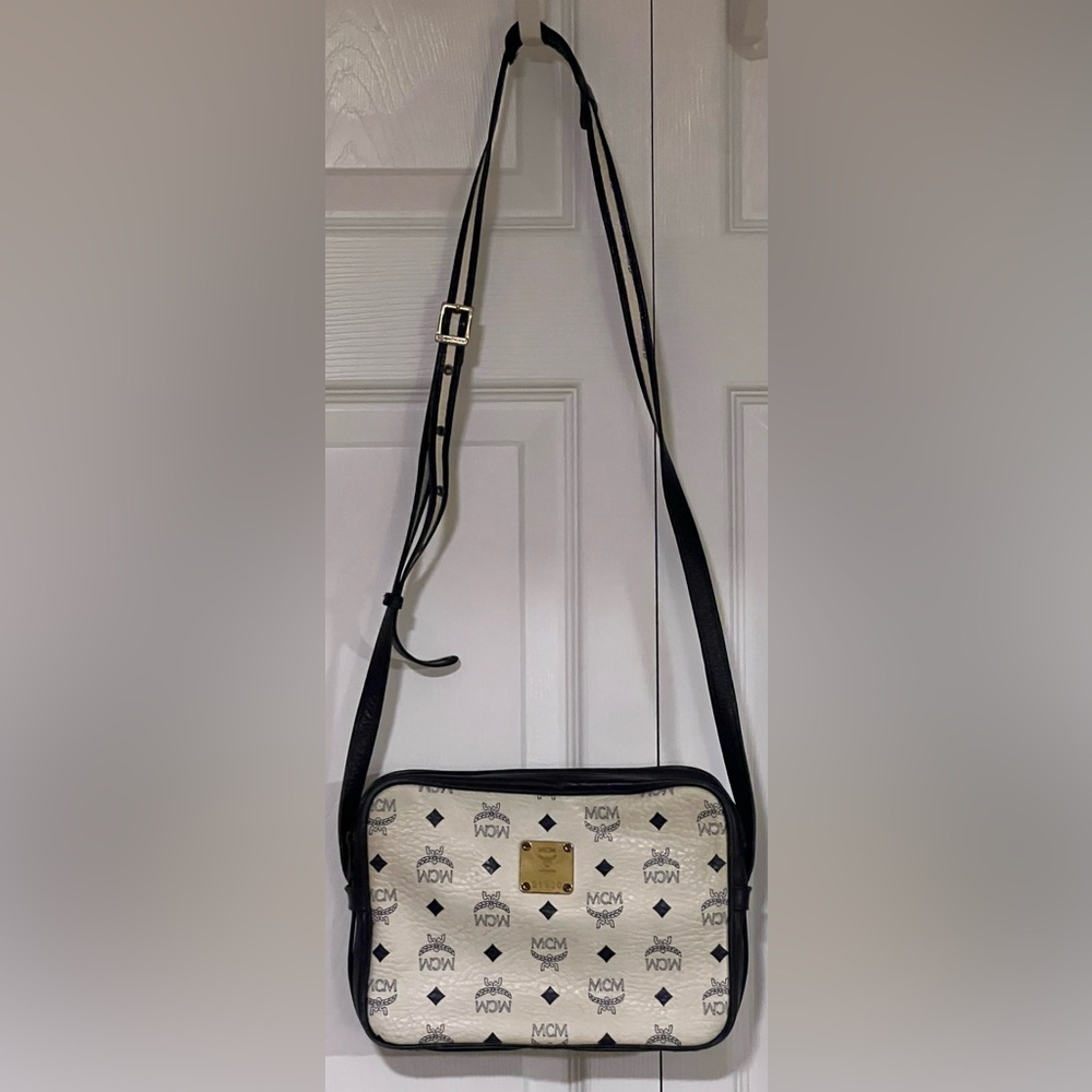 MCM Visetos Leather Trimmed Crossbody Bag